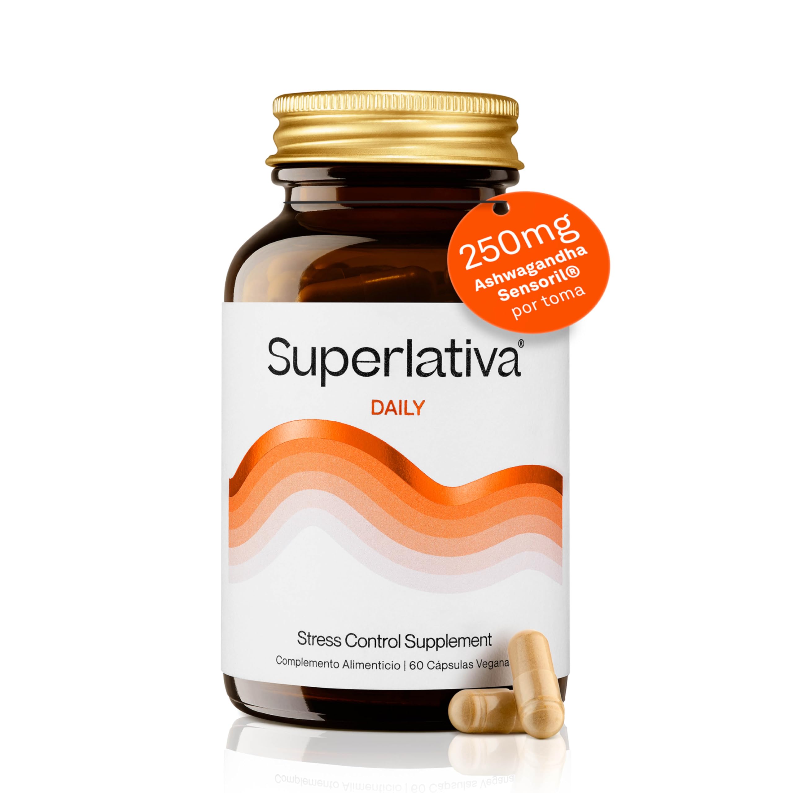 Superlativa Daily Electra Ashwagandha Sensoril® 250 mg – Fórmula Premium con Bacopa y Schisandra – Regula el Cortisol y Mejora el Sueño – 60 Cápsulas Veganas