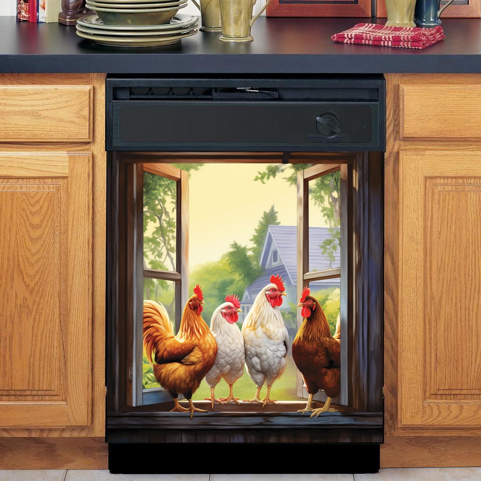 Farm Chicken Dishwasher Cover Decorative