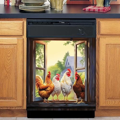 Calcomanías magnéticas de gallo de granja para puerta delantera, cubierta magnética para lavavajillas de granero, decoración de cocina, calcomanía