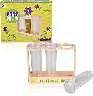 Root Viewer Science Kit – Set of 3 Tubes & Wooden Stand Kid Gardening Set, Forest & Twelfth Educational Plant Root Craft Kits for Kids – Garden Learning Resources, Homeschool Supplies, Stem Toys