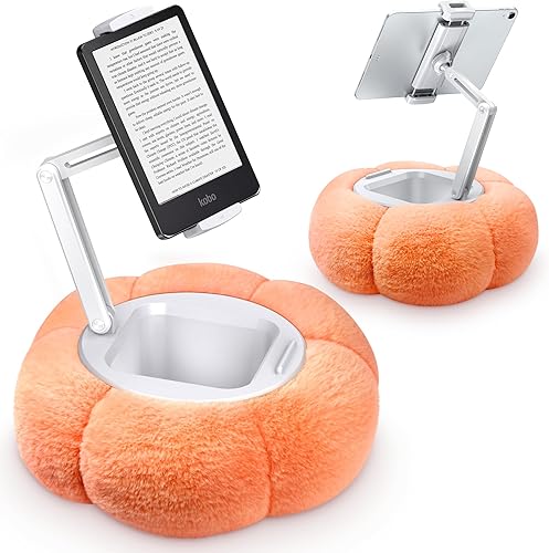 CreaDream Soporte de almohada para tableta de calabaza para Kindle iPad, soporte de almohada ajustable para teléfono para cama de regazo con cuenco