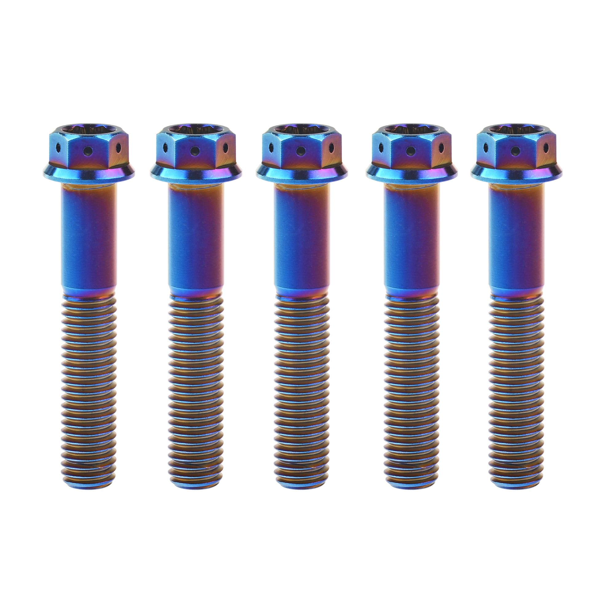 Ruifu Titanium M6 M8 M10 10 15 20 25 30 35 40 45 50 55 60 65 70 75 80 85 90mm Flange Allen Key Head Bicycle Bolts Screws Pack of 5 (Burn Blue, M10x50mm Pitch1.25)