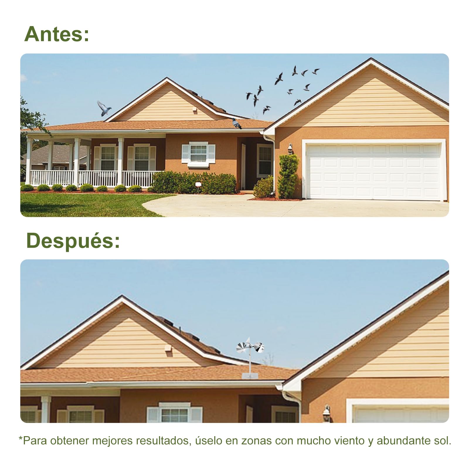 OFFO Ahuyenta Palomas,Palomas Ahuyentar para balcón,Reflexión de 360°,Ahuyentador Palomas Carpinteros con Base de Aluminio,Ahuyentador de Palomas para Fachada para Jardín,Balcón