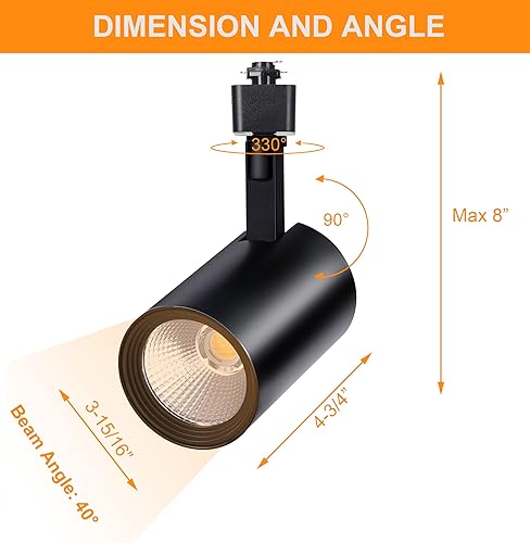Miniatura 6 de CLOUDY BAY Cabezales de iluminación LED regulables de 20 W, 2700 K3000 K3500 K4000 K5000 K seleccionables, 1600 lúmenes, luz de pista de ángulo de