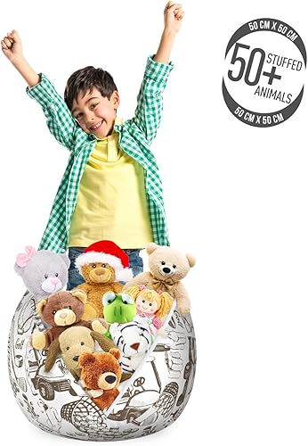 Miniatura 255 de Ambesonne Bolsa de juguetes de almacenamiento para perros, patrón con cachorros de raza pura, Bichon Pug Spitz Dachshund Poodle Shih Tzu, Rosa y