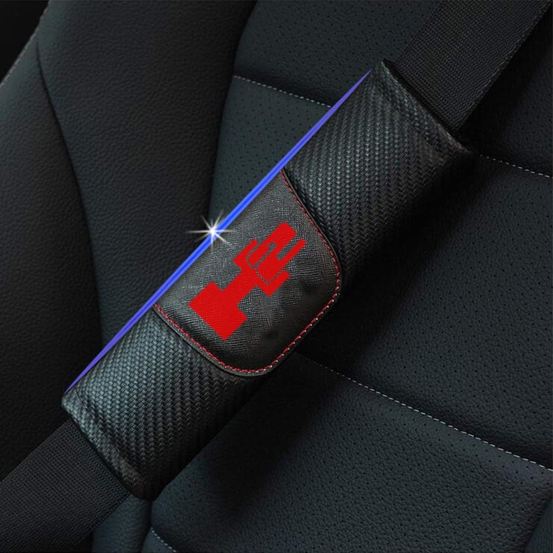 BNHHB 2 Pcs Car Seat Belt Covers Shoulder Pads for Hummer H2, Carbon Fiber Breathable Car Seat Belt Shoulder Strap for Adults and Children, Styling Decoration Accessories