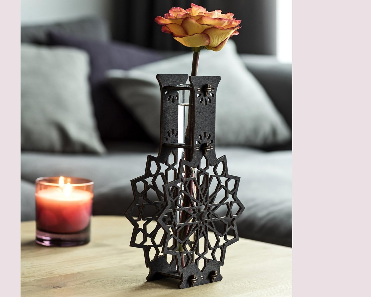 Star Shape Vase, Eco Friendly Gift, Housewarming Gift, Bud Vase Wooden, Rustic Table Centerpiece, Handmade Test Tube Vase, Rustic Home Decor