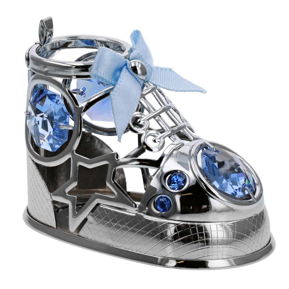 Crystocraft Blue Baby Bootie Ornament Made With Swarovski Crystals