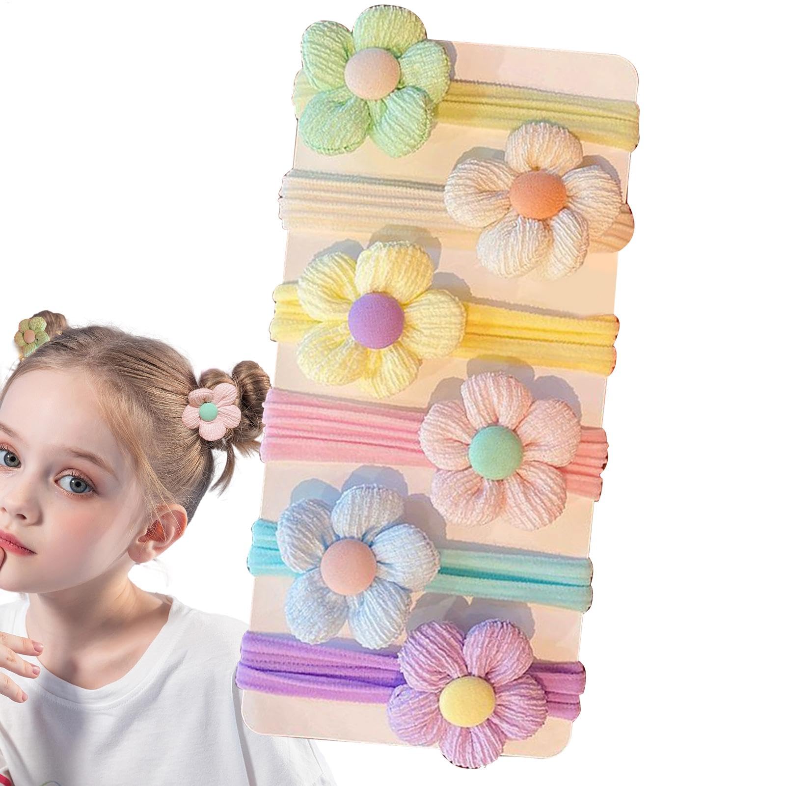 Lazos para el pelo para niñas pequeñas,Lazos para el pelo para niñas pequeñas - 6X Coleteros para niños pequeños Flor suave,Lazos para el pelo de niña, bonitos soportes elásticos para coleta para niña