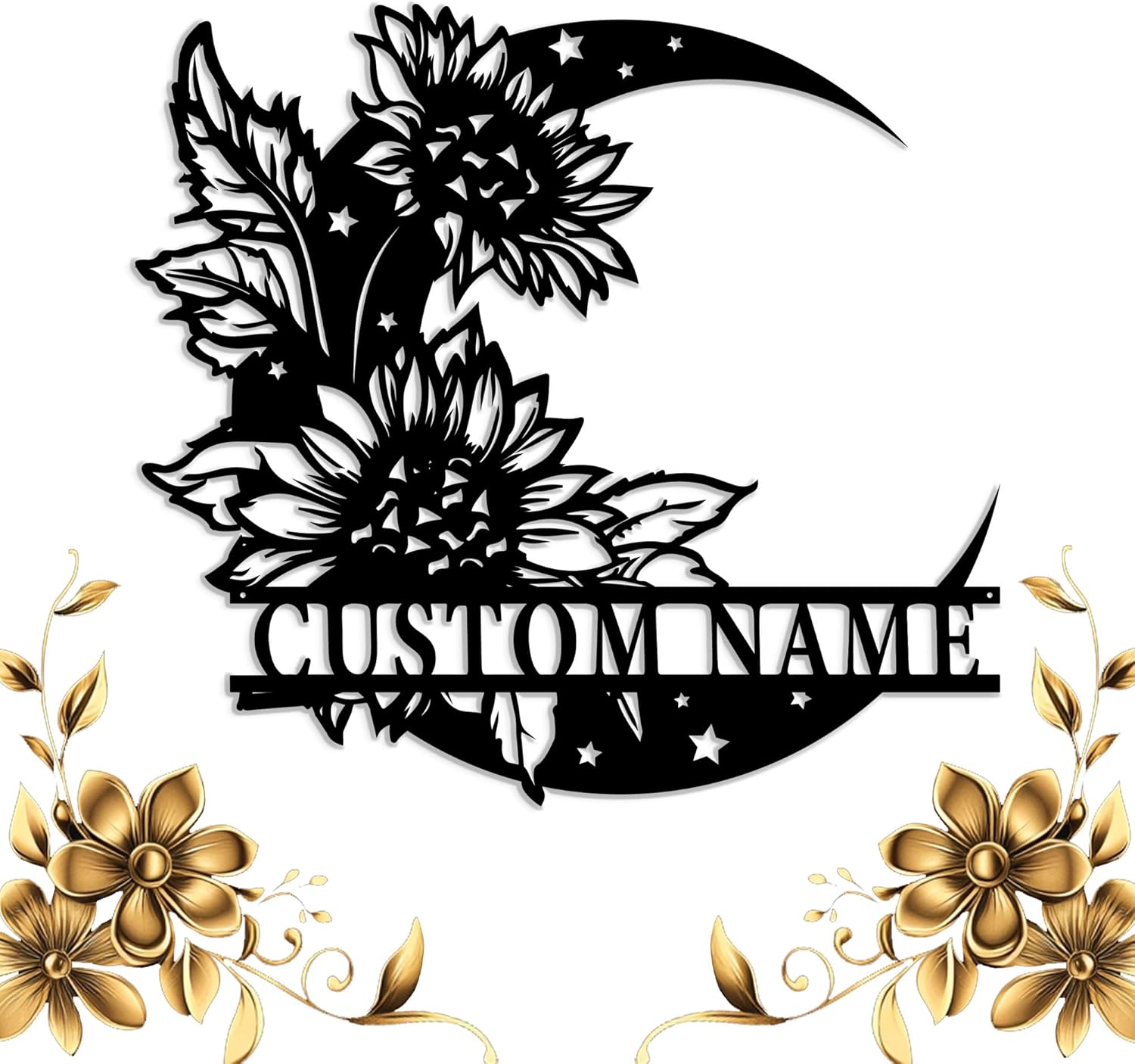 Custom Sunflower Metal Sign,Moon Flower,Personalized Moon And Sunflower Metal Sign,Custom Shed Art Wall Decor,Flower Garden Decor,Patio Art-Indoor Outdoor Wall Decorative Signage