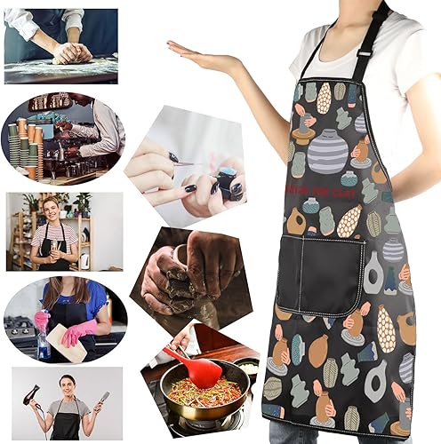 Miniatura 6 de MBMSO Delantal de cerámica Seize the Clay Pottery Artist Gift para amantes de la cerámica, delantal de cerámica con bolsillos