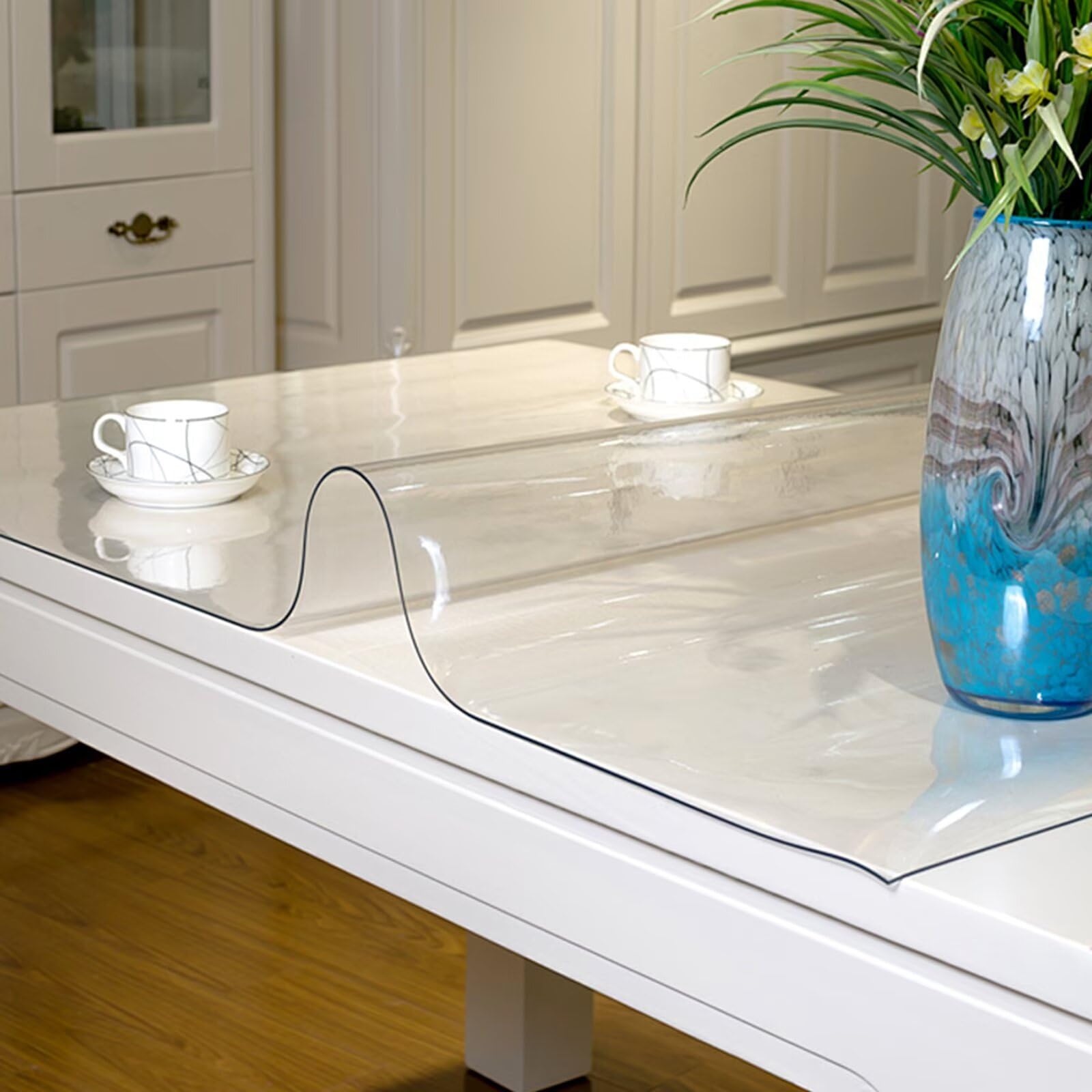 QBYRSSS Transparent Table Cover Protector 1.5mm ClearTableclothWaterproof & Durable Dining Table Protector Easy to Clean Transparent Cover for Home & EventsMultiple Sizes 80x130cm Available