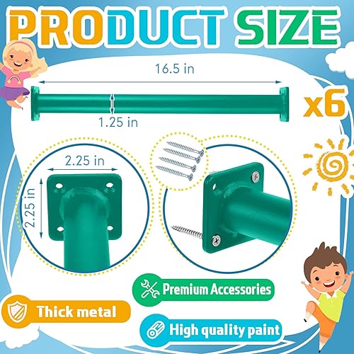 Miniatura 2 de Dunzy Juego de 6 barras de mono, peldaños de escalera para patio de recreo, accesorios para patio de recreo, peldaños de escalera, barras de mono