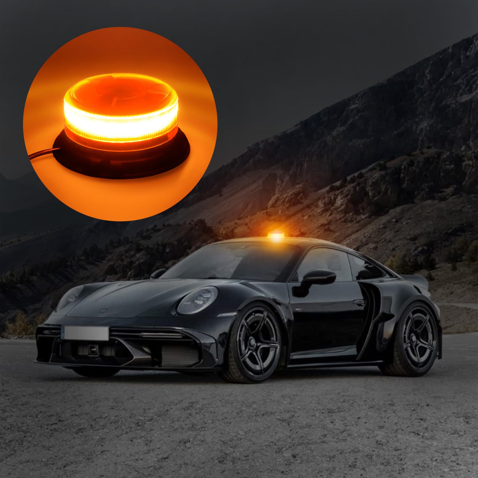 Dinfu Luce di segnalazione rotante a LED, luce di segnalazione gialla 12V-24V con magnetico e 9 modalità per auto carrello elevatore trattore golf cart UTV rimorchio SUV J-eep