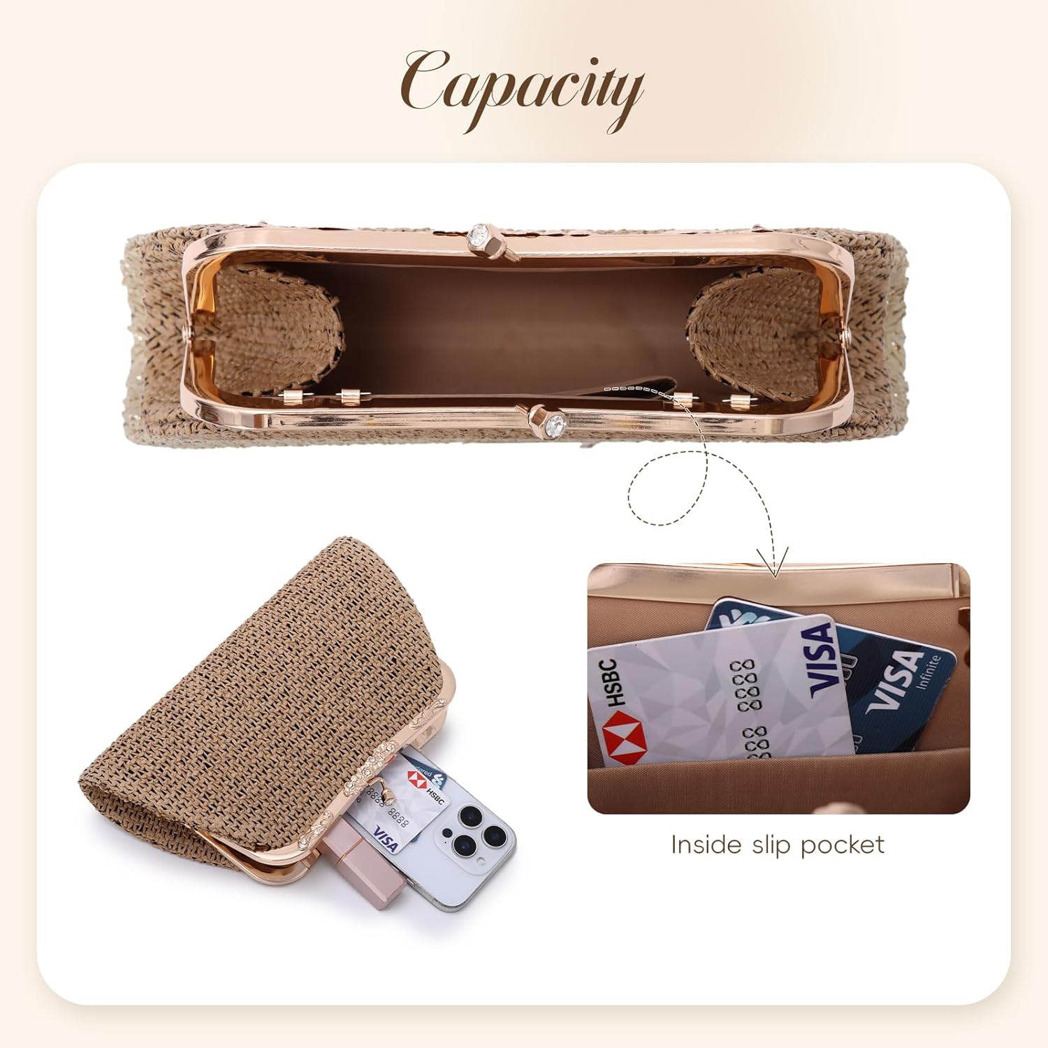 Lanpet Straw Clutch Purses for Women Summer Woven Evening Bag Crossbody Purses Boho Handbags for Vacation, Wedding