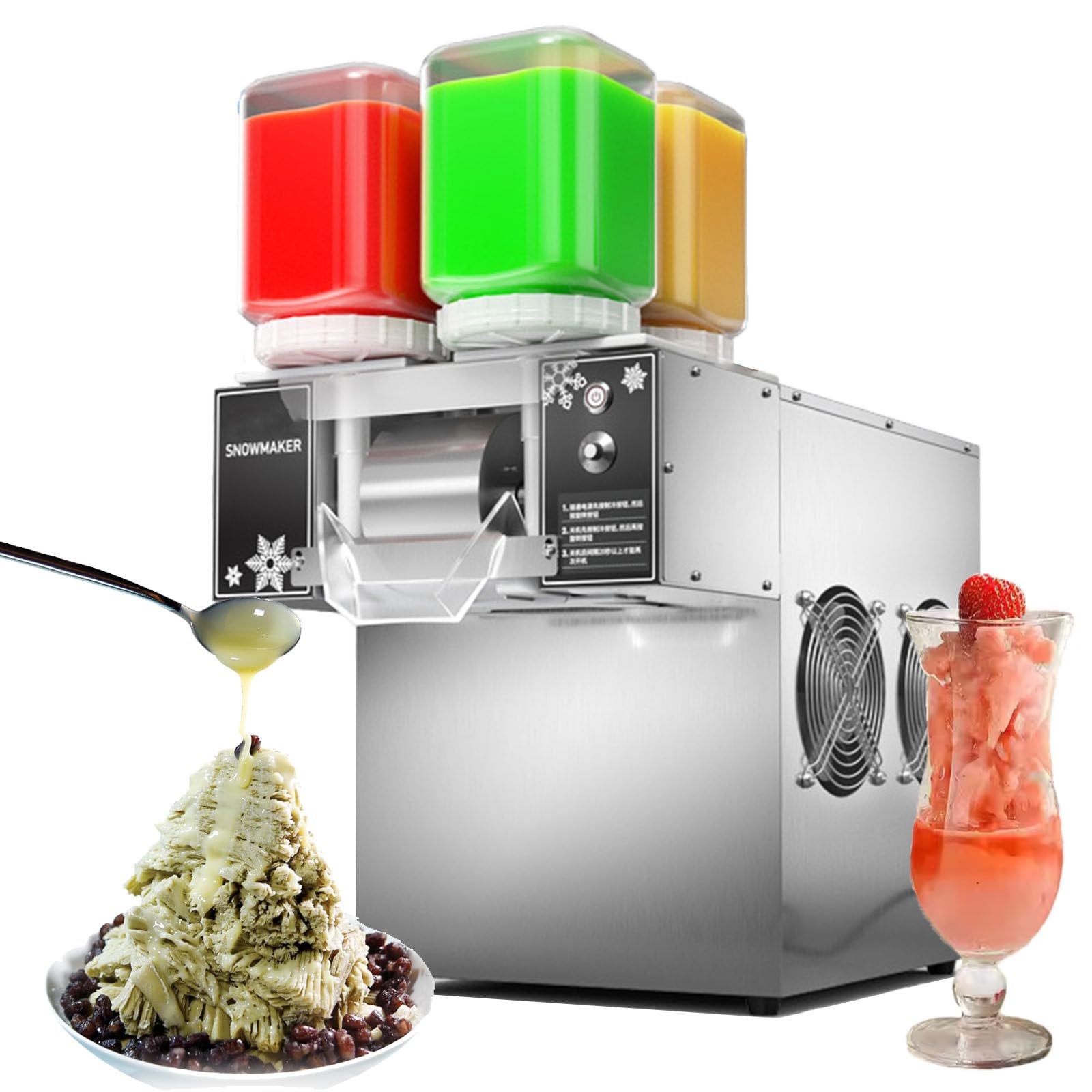 PtaTritious 120/180kg Snowflake Ice Maker, Shaved Ice Machine, Electric Snow Cone Machine, Snowflake Crusher, Speed Adjustable for Dessert, Ice Cream 750W