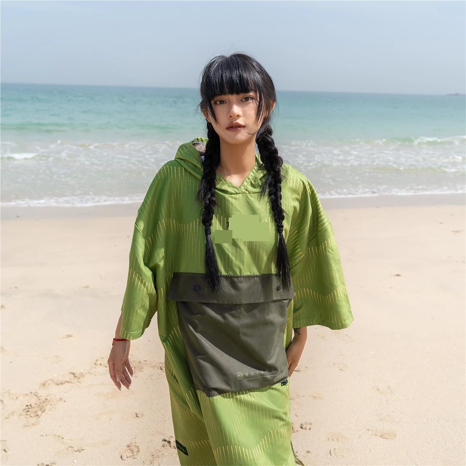 Poncho Surf Poncho de Surf con Capucha – Toalla Secado Rápido, Bata Playa Impermeable Bolsillo Grande, Ideal para, Buceo y Cambio