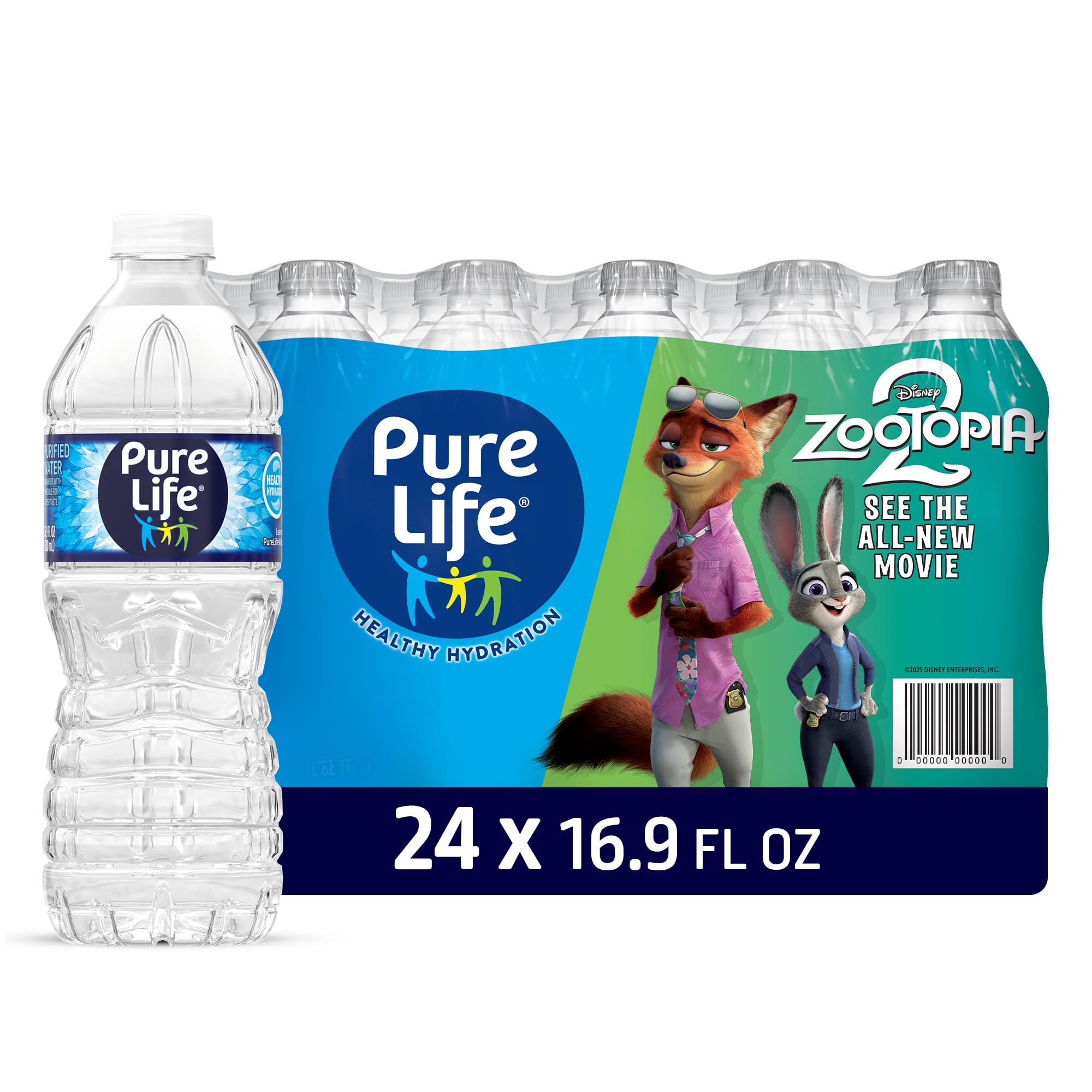 Pure Life Purified Water Bottles, 24 Pack - Still Bottled Water Enhanced with Minerals for a Crisp Taste, Plastic Bottles - 16.9 Fl Oz