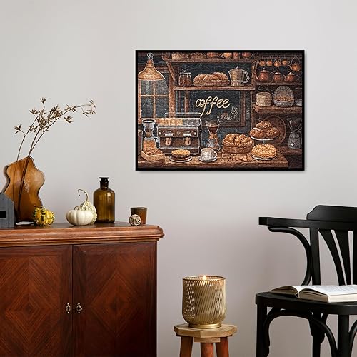 Miniatura 6 de Rompecabezas vintage para adultos de 1000 piezas, rompecabezas de café acogedor, hermosos rompecabezas de arte de comida