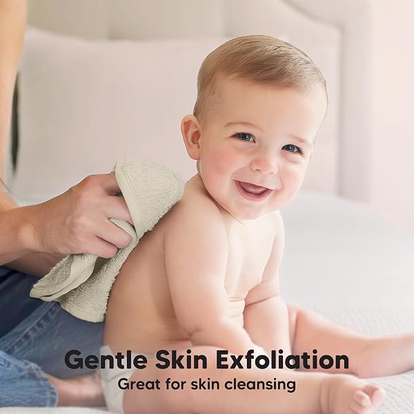 6-Pack Lingettes Bébé en Bambou Bio - Douces, Serviettes pour Enfants, Serviette de Visage (Stone/Dove) - 3