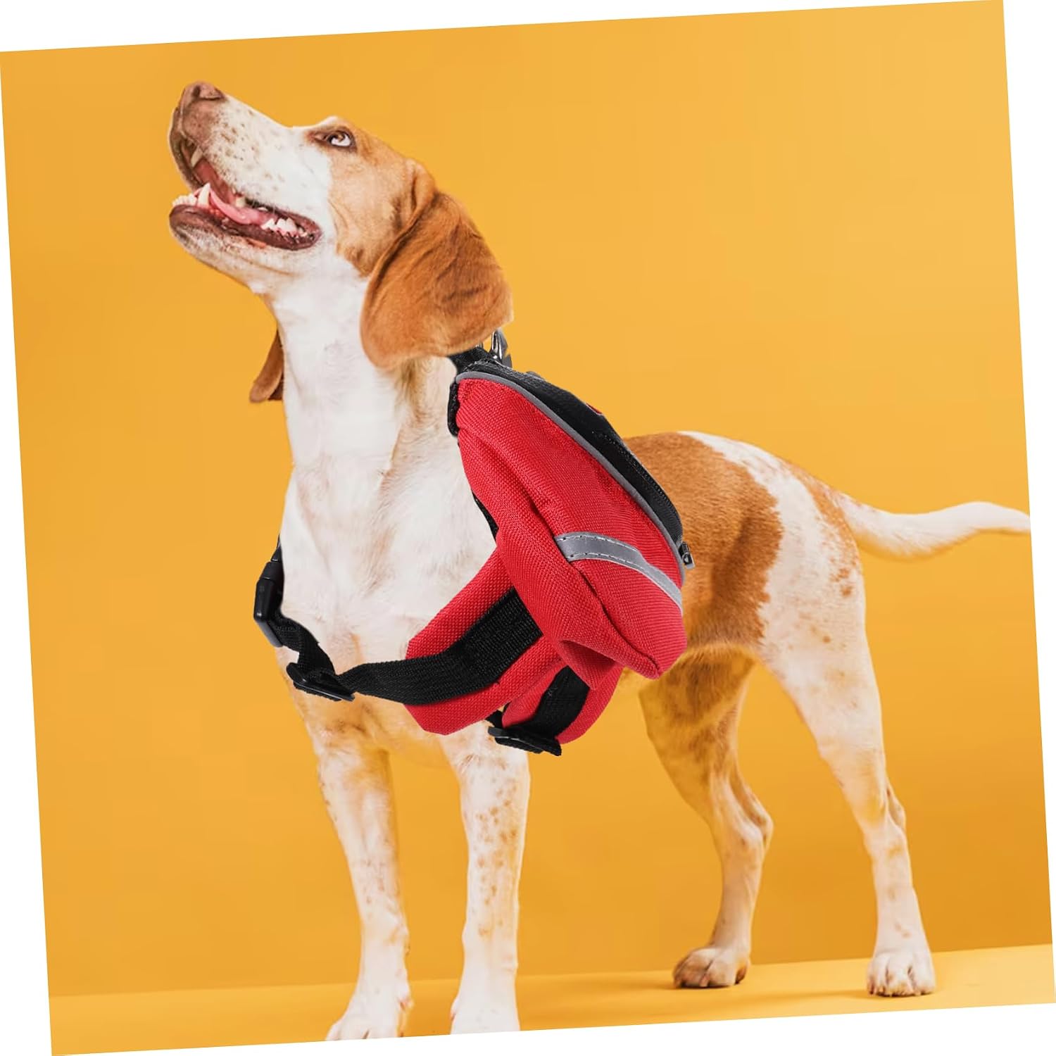 Pet Dog Saddlebag Backpack Portable Outdoor Hound Pack for Hiking Camping Travel Xs Red Reflective Safety Band and Side Pockets for Snacks Essentials