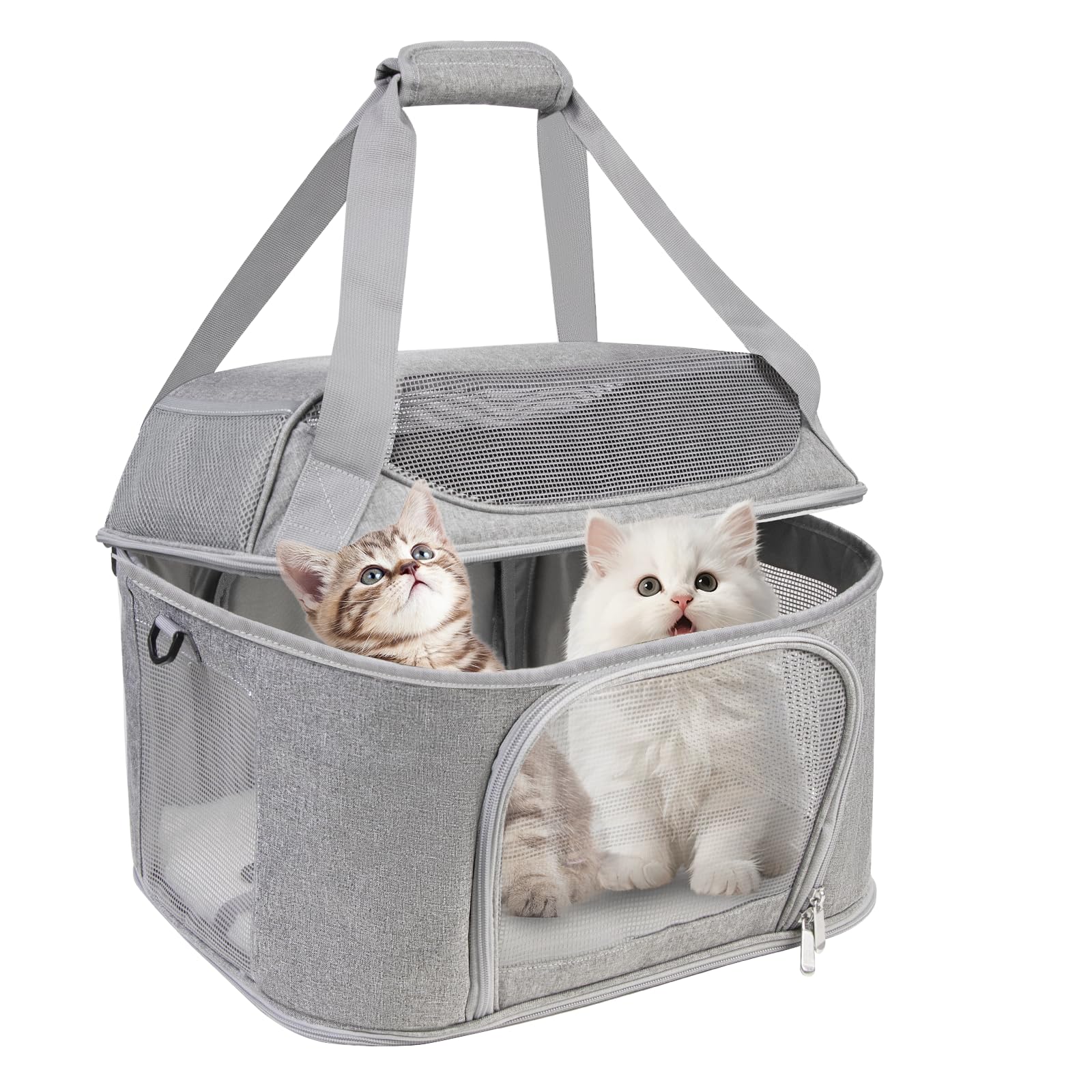 FOORLON Premium Cat Carrier for Pets Up to 20 Lbs, Cat Travel Bag Soft-Sided Backpack Pet Carriers with Padded Shoulder Strap, Dog Carrier for Small Dogs Puppy Carry Airline Approved, Gray