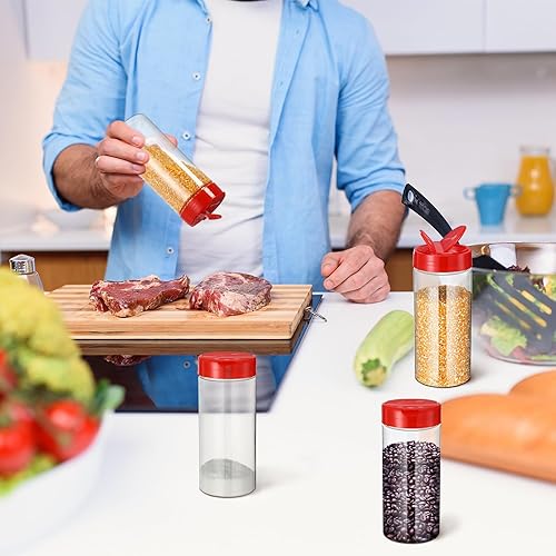 Miniatura 6 de 24 recipientes de plástico de 16 onzas para especias, botellas de plástico transparentes reutilizables grandes para especias vacíos de plástico con