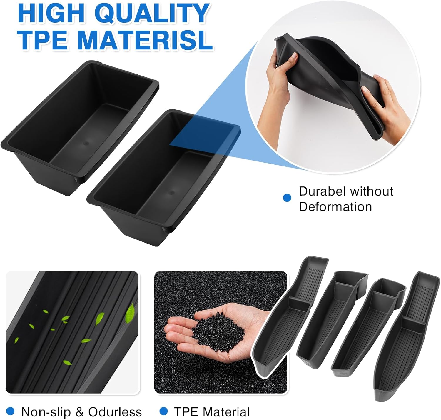 Shademax 6PCS Car Door Organizer Tray Under Seat Storage Organizers for Tesla Model Y Juniper 2026 2025 Accessories Door Side Storage Box Door Pocket Insert Under Seat Hidden Organizers TPE Material