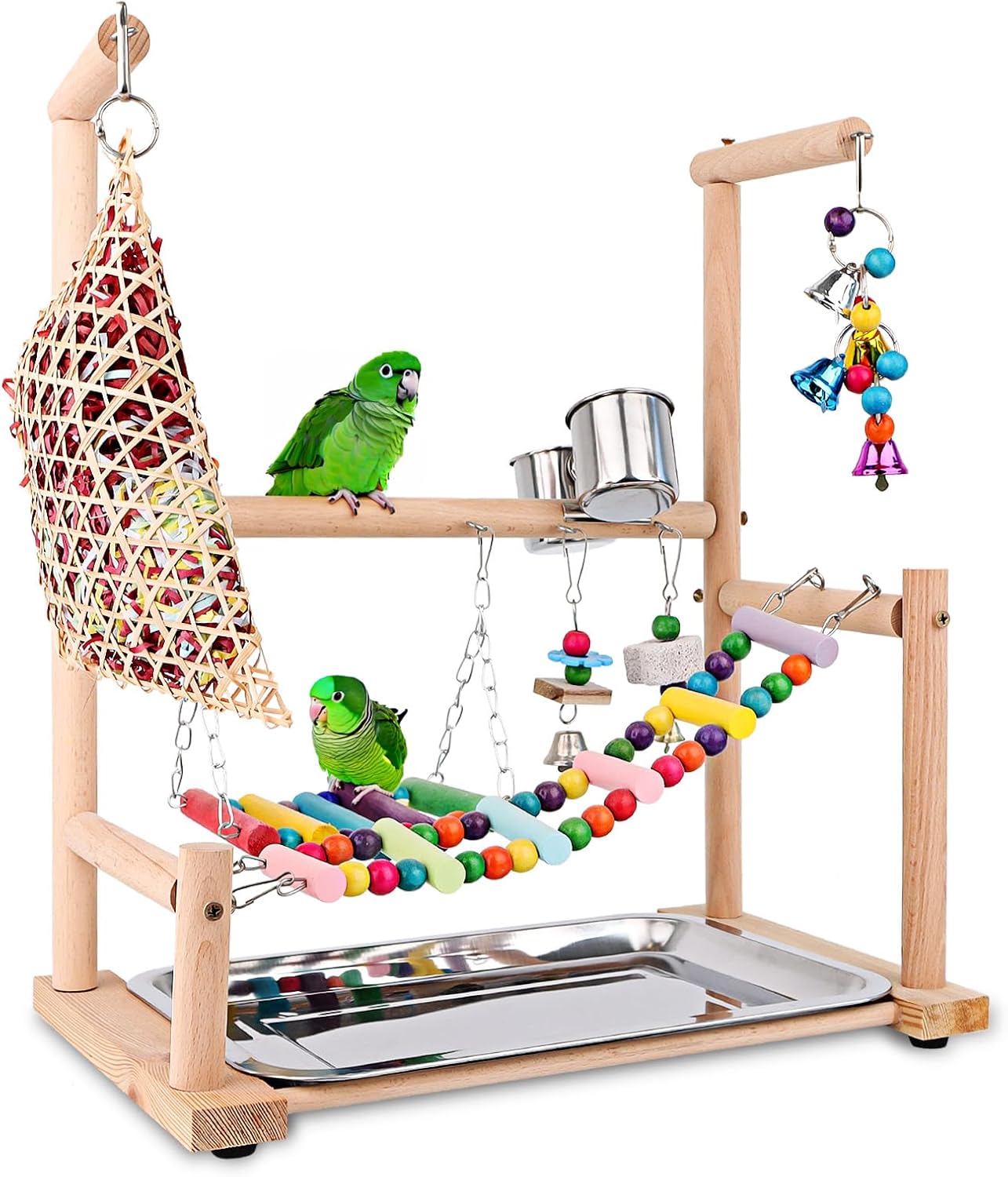 Natural Wood Bird Perches Stand for Small to MediumSized Birds, Living