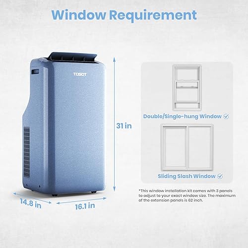 Miniatura 20 de TOSOT Aire acondicionado portátil inteligente WiFi de 14,000 BTU (9,600 BTU SACC) con calentador, potente columpio automático de enfriamiento