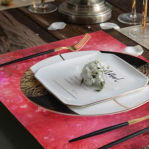 Miniatura 4 de Wamika Love Hearts - Juego de 4 manteles individuales para el día de San Valentín, manteles individuales de arpillera, lavables, antideslizantes,