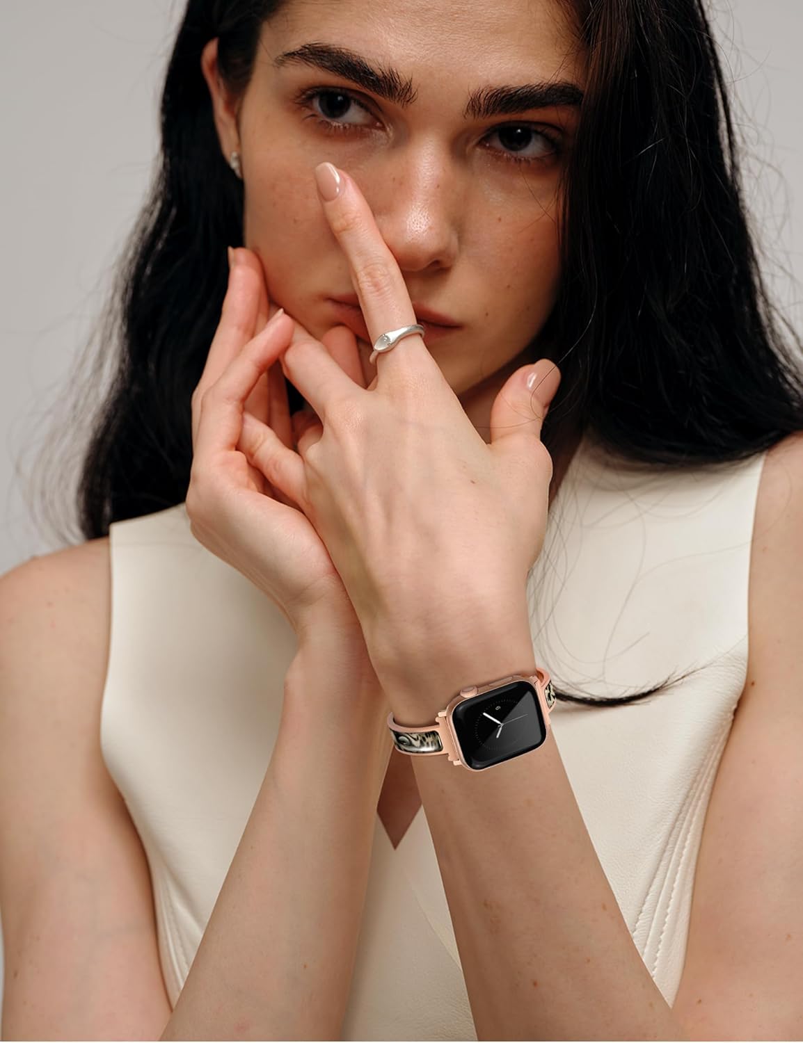 Rose Gold Slim Watch Bands for Women Compatible with Apple Watch 38mm 40mm 41mm 42mm (S10/11)Designer Dressy Bracelet Thin Metal Strap Adjustable for iWatch Series 11/10/9/8/7/6/5/4/SE 3/2/1 - Image 9