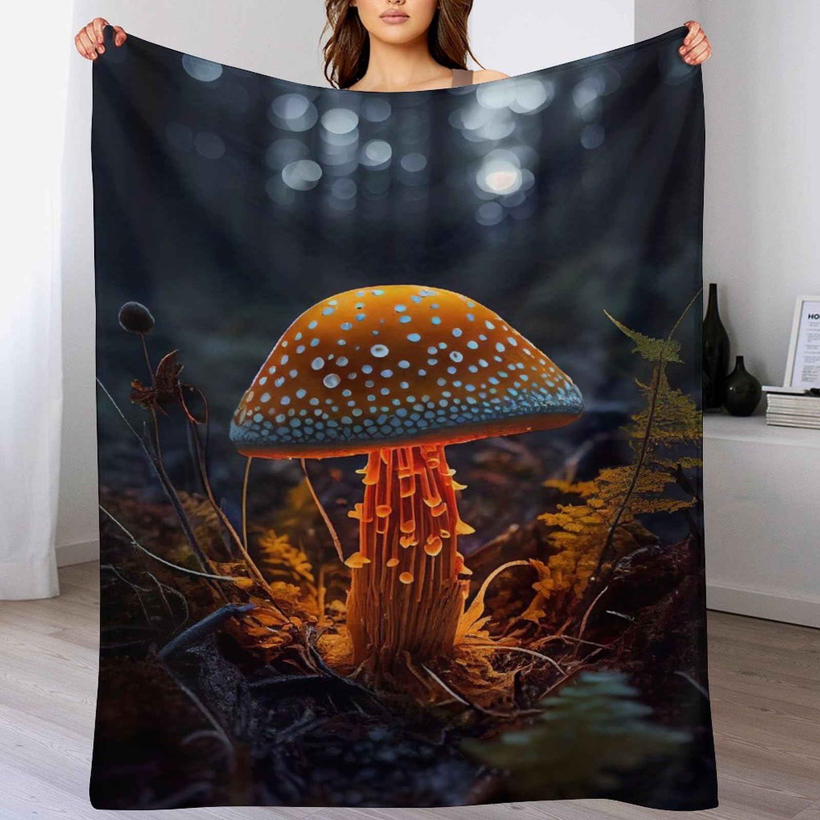 Couverture chaude champignon 3D lavable en machine et ultra douce