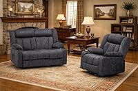 Vista 13 de LUCKLIFE Juego de sofá reclinable con reclinables manuales, juego de muebles de sala con sofá reclinable, sofá biplaza y sillón, tapicería de tela