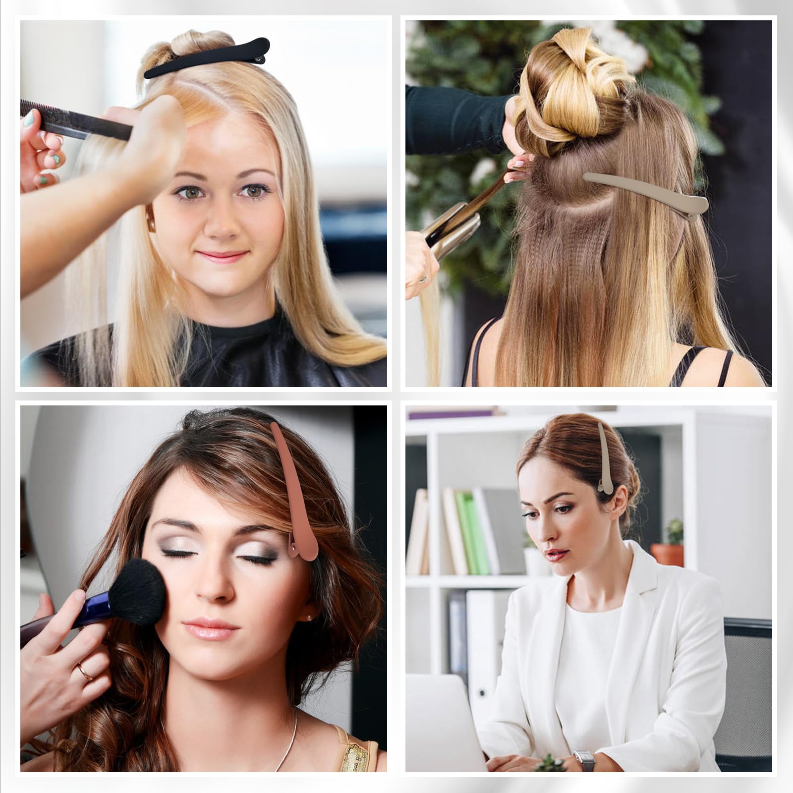 20 piezas/10 pares de pinzas largas de plástico mate de gran tamaño para peluquería peluquería seccionando pico de pato pinzas para el cabello, pasadores, accesorios para mujeres y niñas 6
