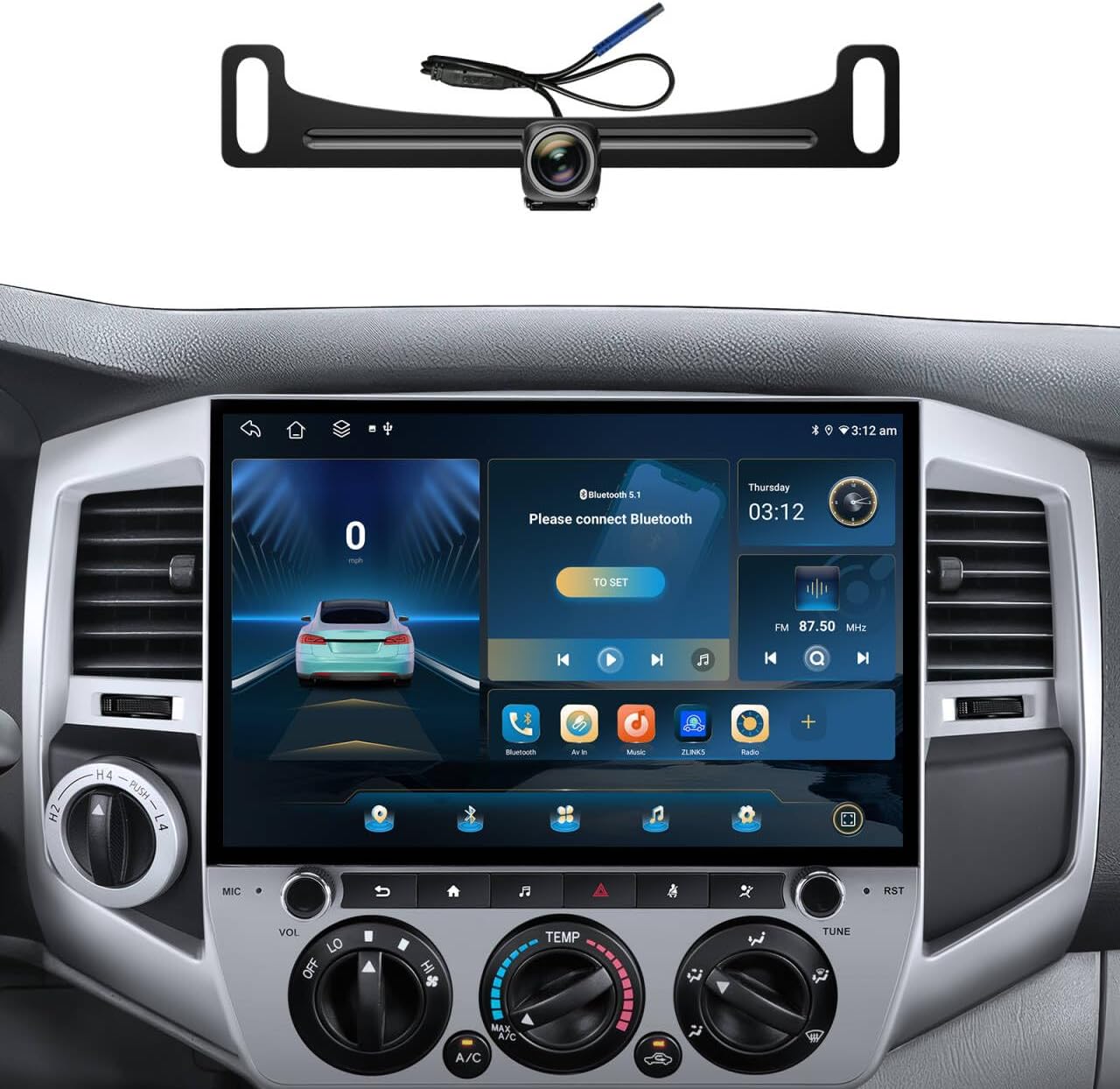 12.5" FHD Android 13 Car Stereo for Toyota Tacoma (2005-2015) - 8-Core 4G+64G Wireless CarPlay Android Auto with Physical Knobs, Support JBL System, 1920x1080 QLED Touchscreen, DSP, 5G WiFi