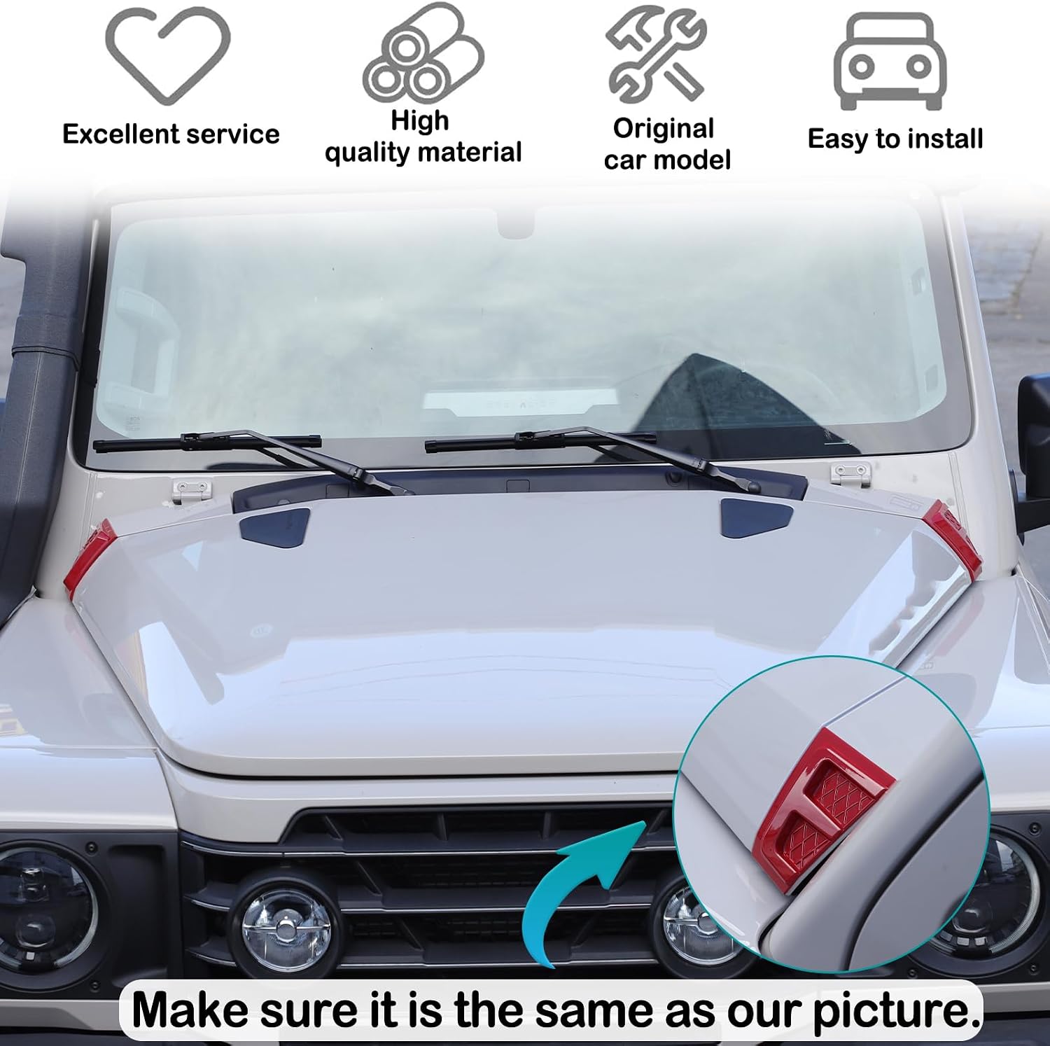 Car Cowl Body Armor Outer Cowl Covers Corner Guards Compatible with Ineos Grenadier 2020-2025 Car Hood Protection Decoration on Both Sides Exterior Accessories Parts (Red)