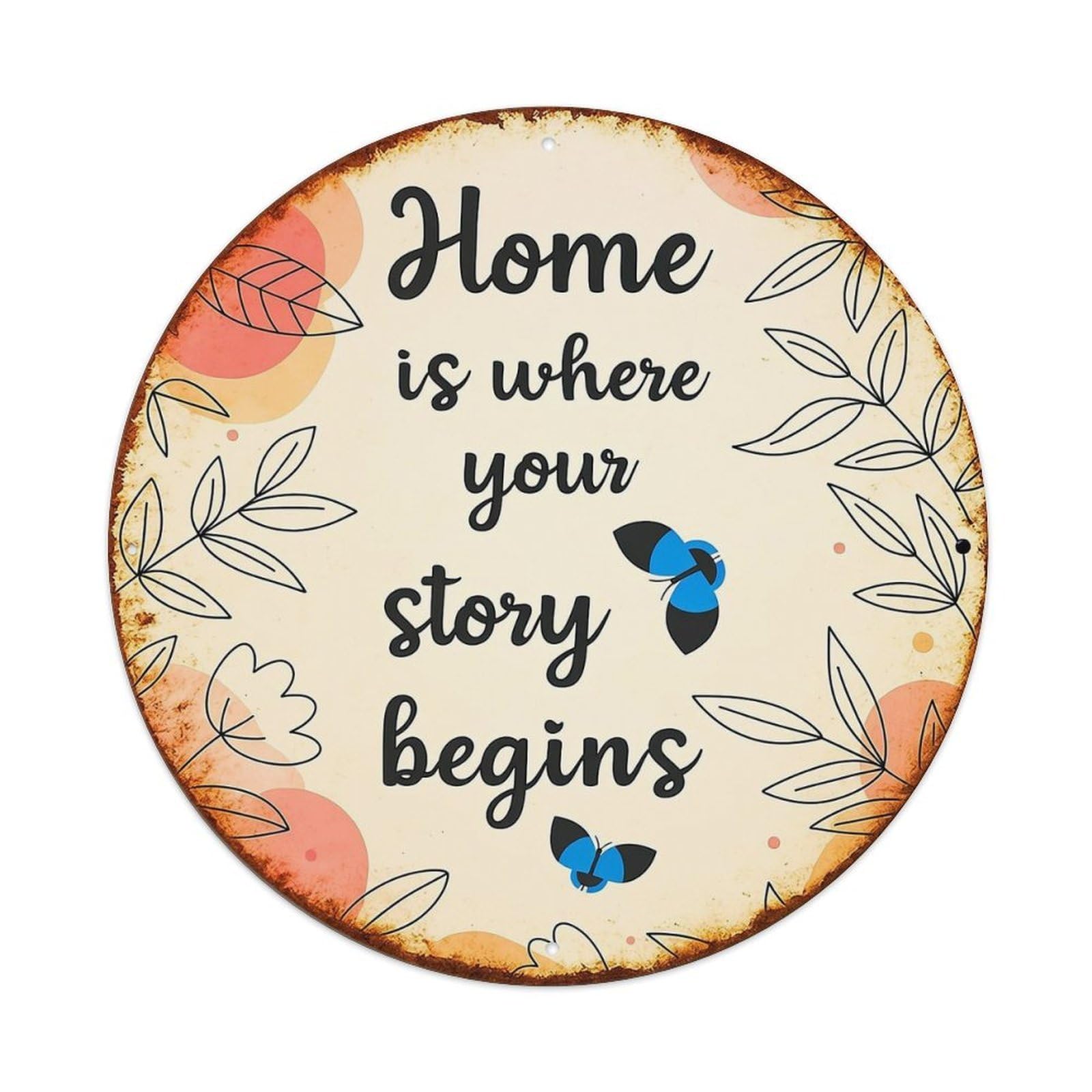 Jdyansheng Vintage Home Is Where Your Story Begins Tin Sign Metal Poster Metal Signs For Home Man Cave Bar Cafe Kitchen Laundry Room Wall Decorations 8X8 Inches