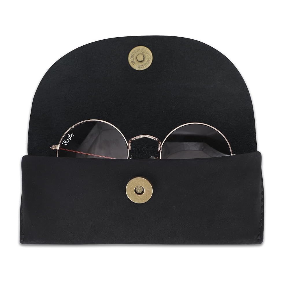 CestAntiQ, Leather Sunglasses Case Genuine Eyeglass Reading