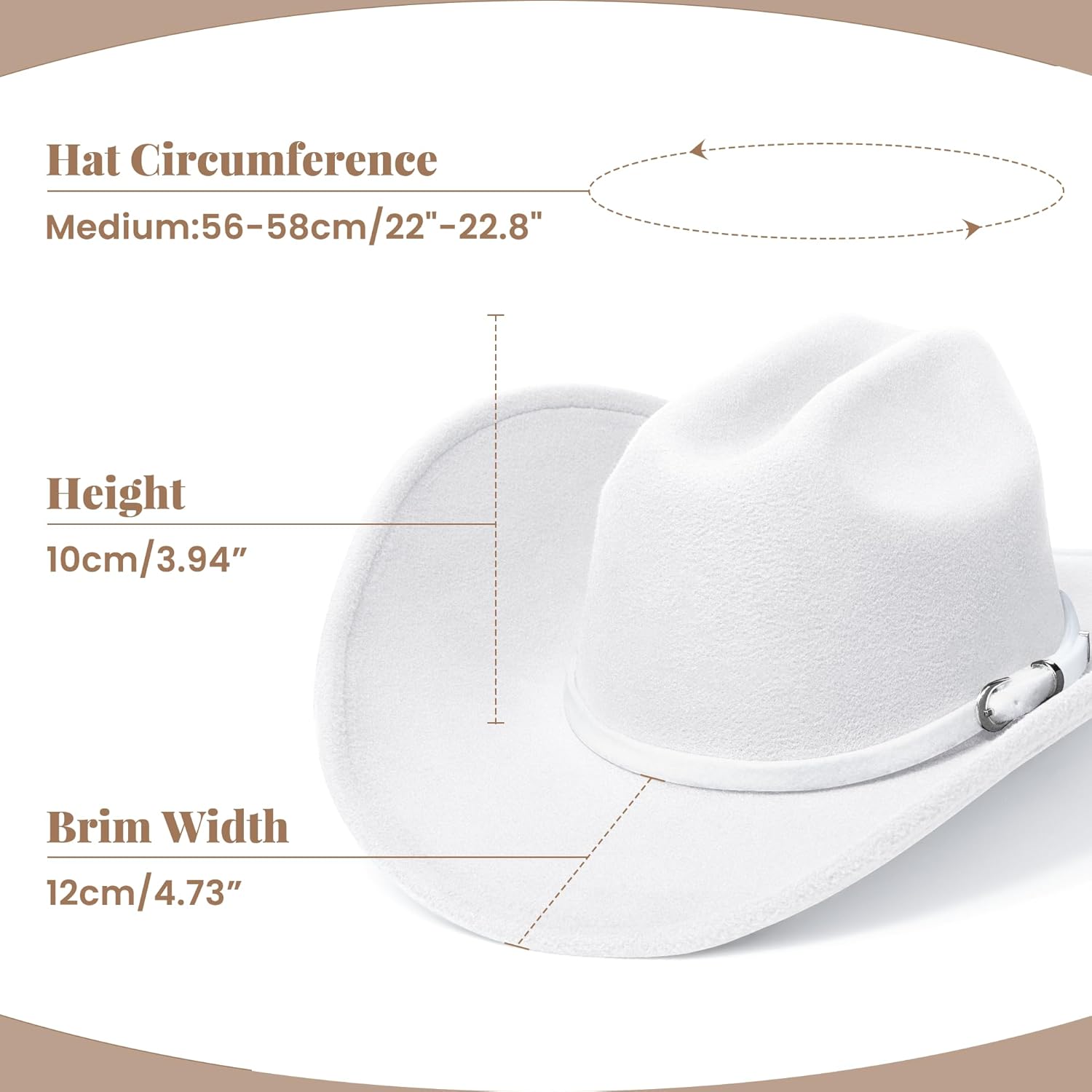 SAJUZEN Cowboy Hats for Women and Men with Wide Brim Felt Western Hats for Cowgirls and Cowboys - Image 3