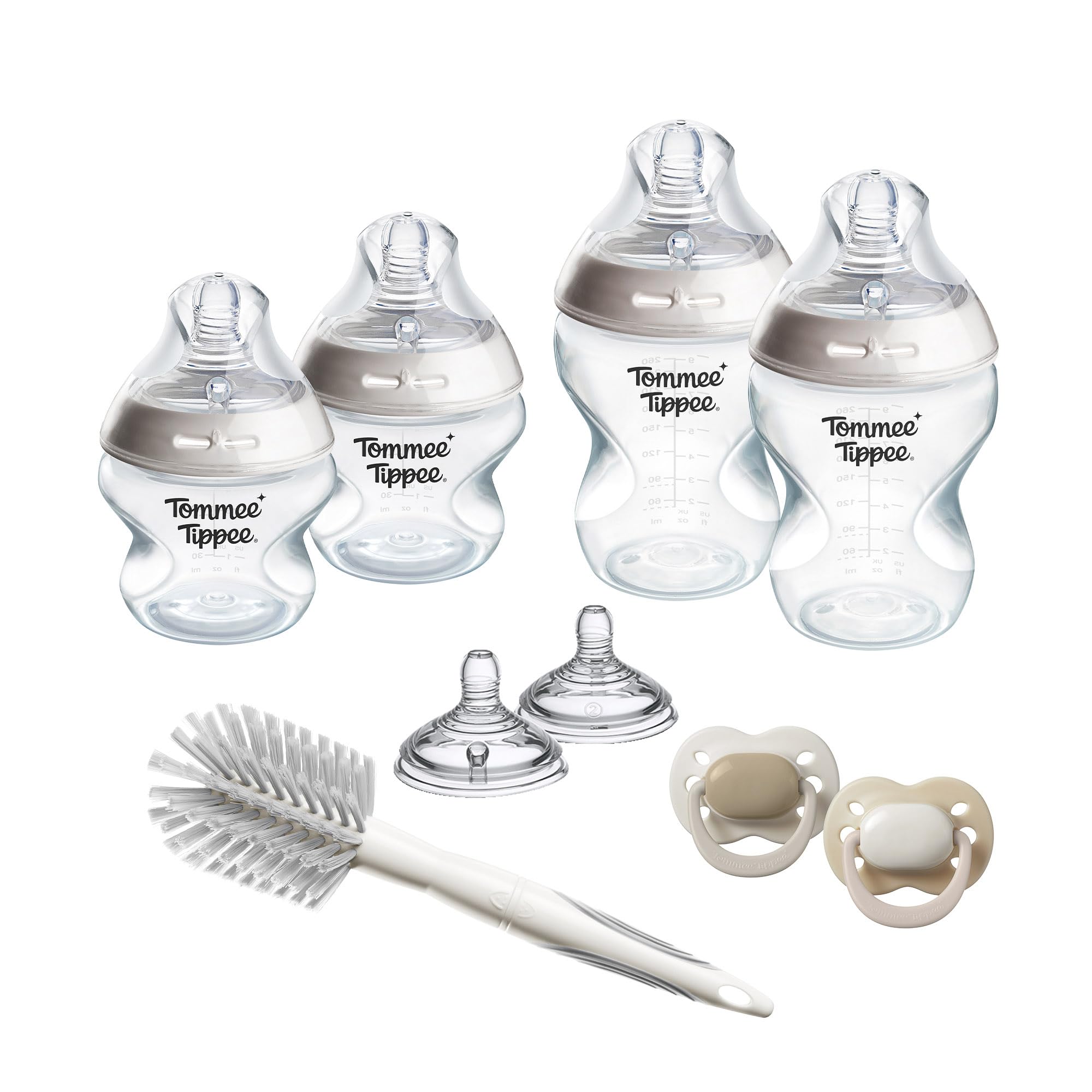 Tommee Tippee Natural Start Starterset für Neugeborene, 150-ml- und 260-ml-Anti-Kolik-Babyflaschen mit Besonders langsamer und Langsamsauger, brustähnliche Sauger, selbststerilisierend