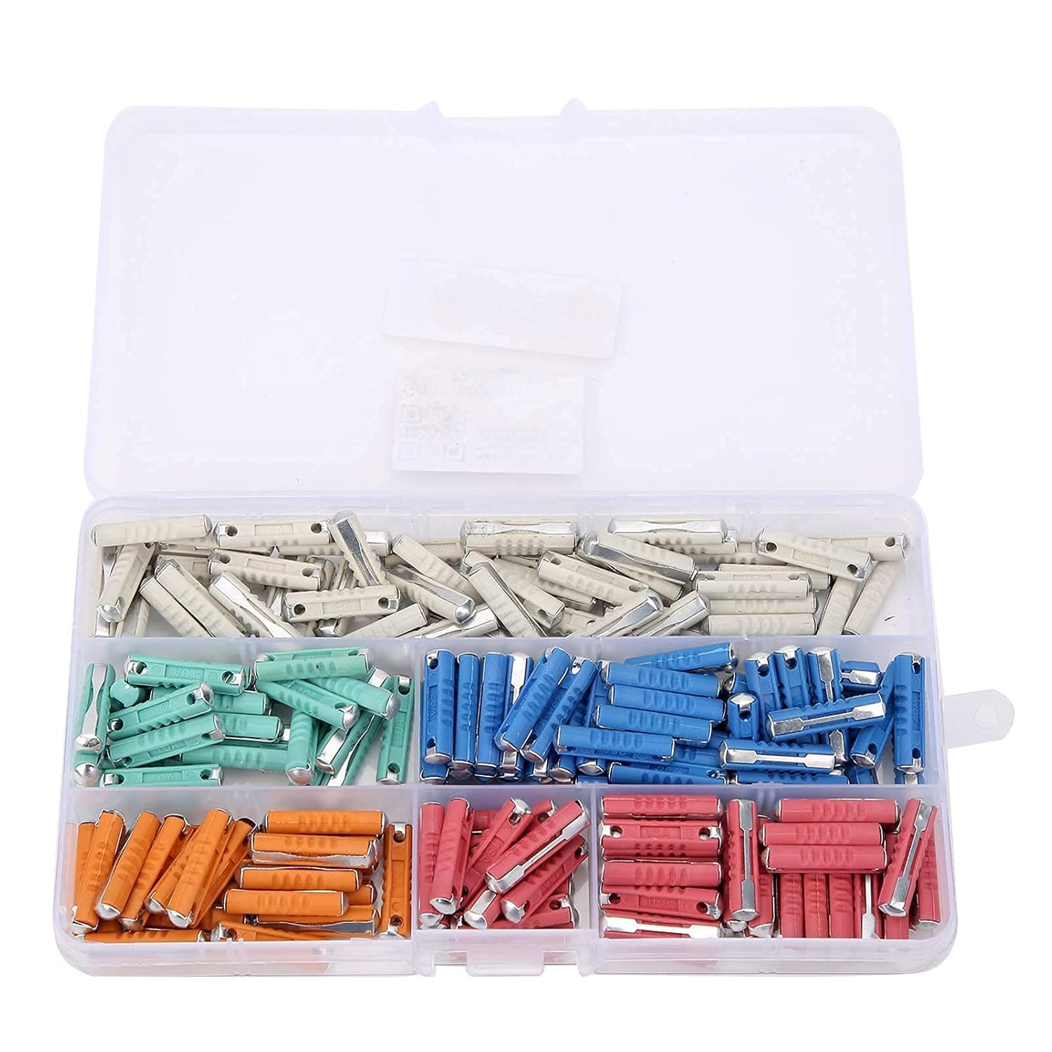IDUINO 200Pcs Auto Torpedo Fuse Kit - 5A/8A/10A/16A/25A European 32V Car Fuse Kit - Multi-colored, Polyphenylene Sulfide + Zinc, Through-Hole Mount