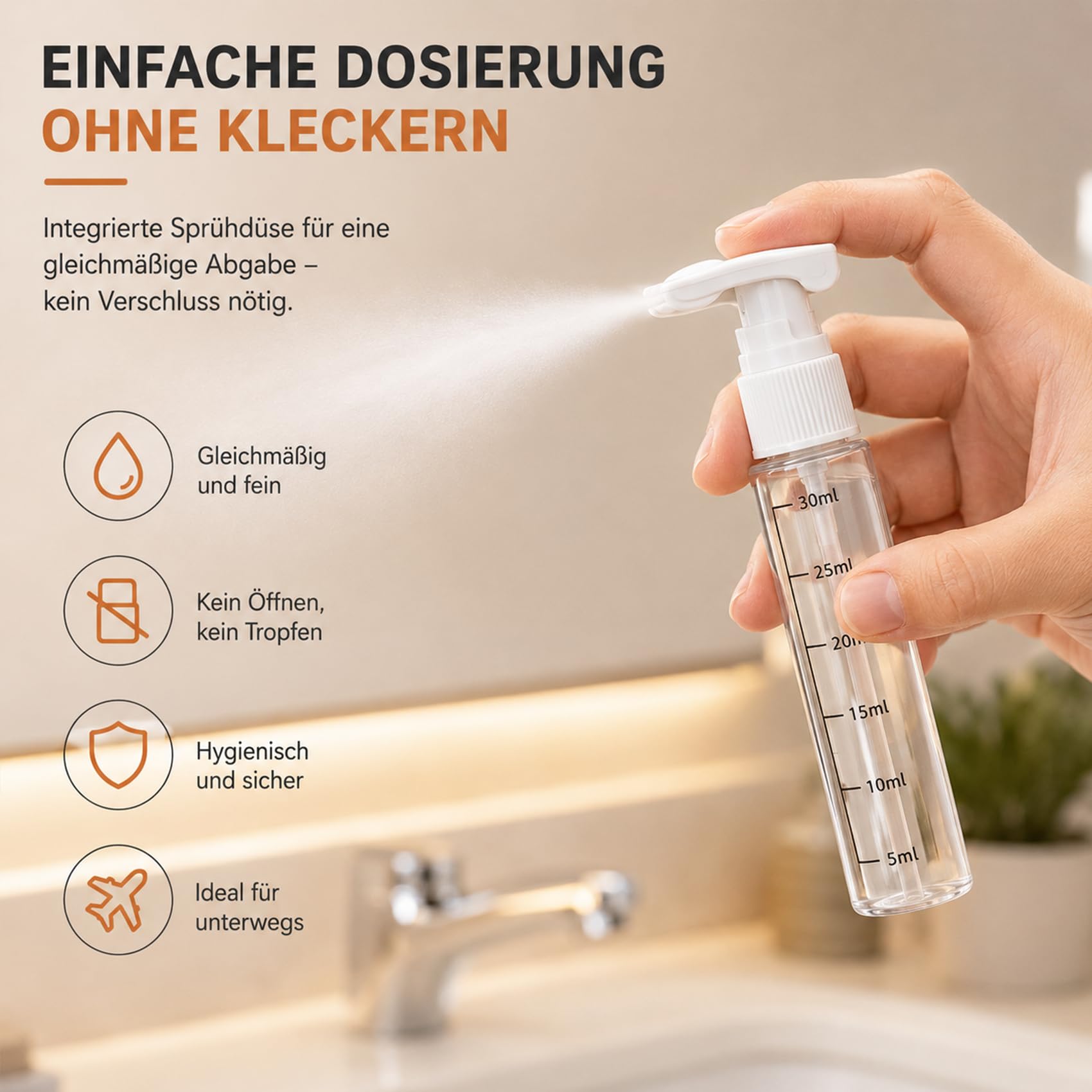 Mycleanvo Spender, Cleanvo 4-In-1 Reise- & Gym-Spender, My Cleanvo Auslaufsicheres Reiseflaschen-Set Mit Skalierung und Etikett, Die Ideale Wahl für Reisen und Fitness (Weiß)
