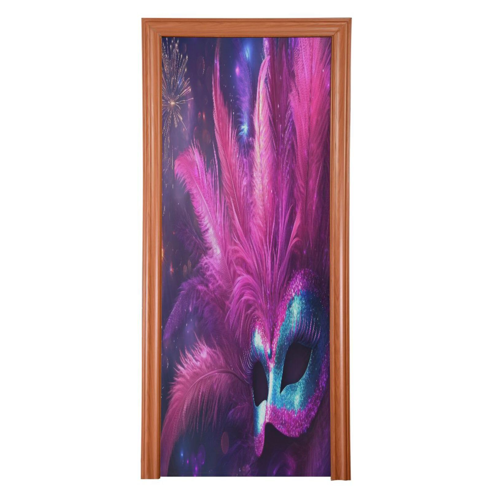 FLildon Carnival Masquerade Mask Pattern Door Cover Decoration, Party Accessory Porch Decor for Festive Ornament Room Door Covers 32 x 79 Inch