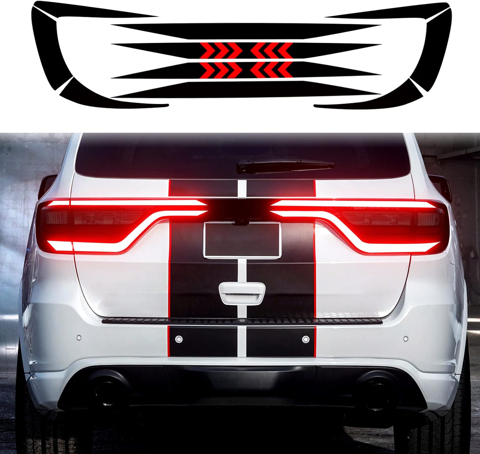 Fit for Dodge Durango 2014-2021 Tail Light Race Track Bat Precut Vinyl Overlay Tint Kit Film with Gloss Dark Smoke Wrap Cover Vinyl Decals Exterior Accessories