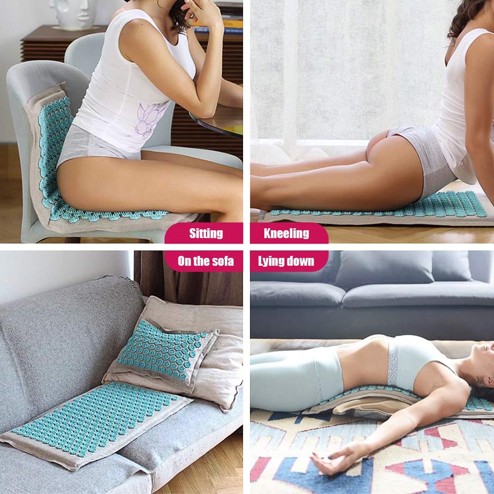 NX Tapis d'acupression, tapis de massage, coussin d'acupuncture pour soulager les douleurs du dos, du cou et de la sciatique, relaxer les muscles en coton rose