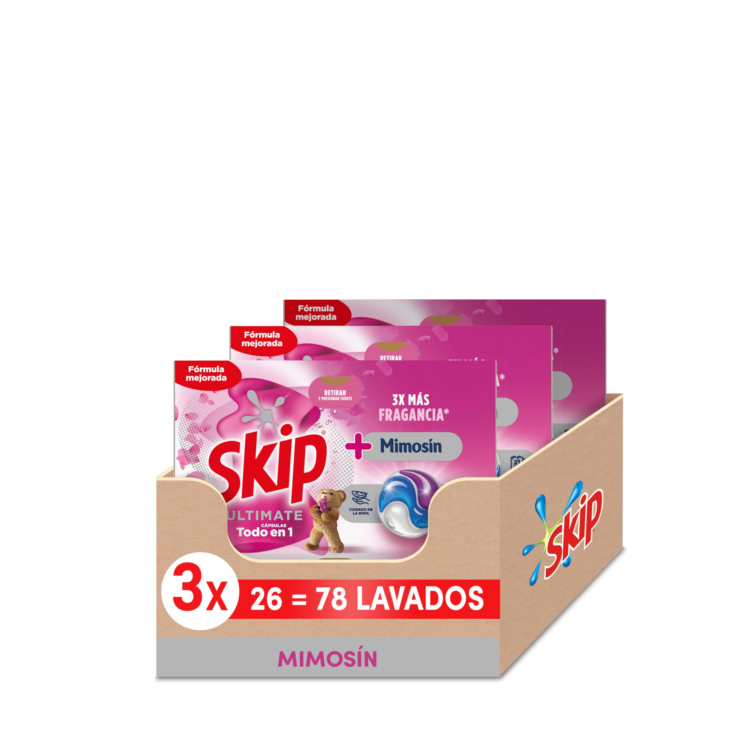 Skip Ultimate Detergente en Cápsulas para la ropa Fragancia Mimosin, 3 x 26 lavados
