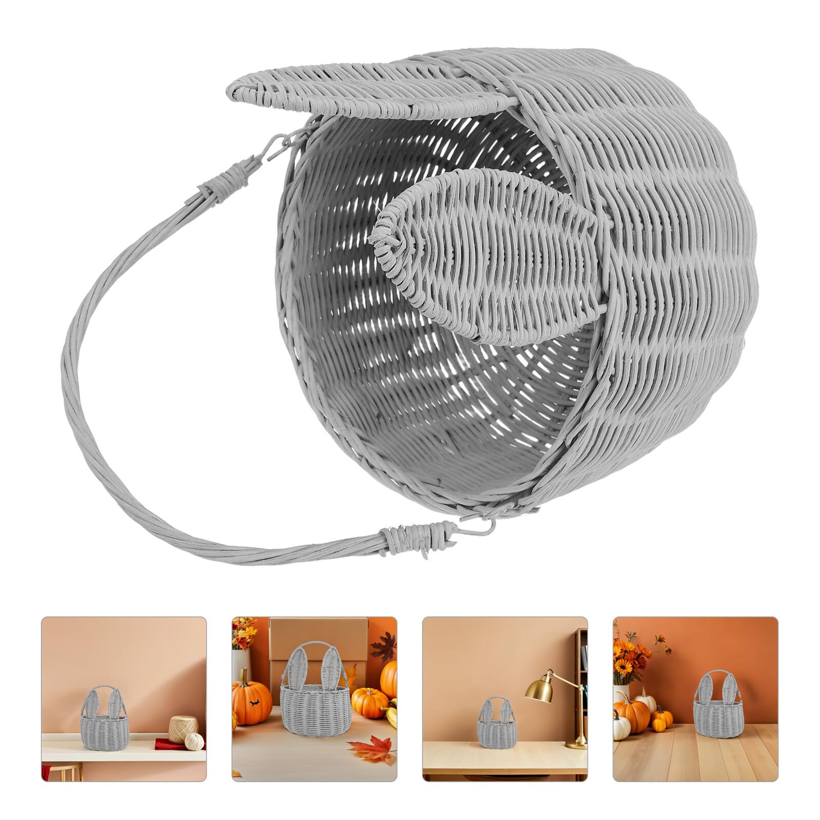 COLLBATH Rattanowy Kosz Na Kwiaty Rattan Flower Mały Kosz Do Przechowywania Grey