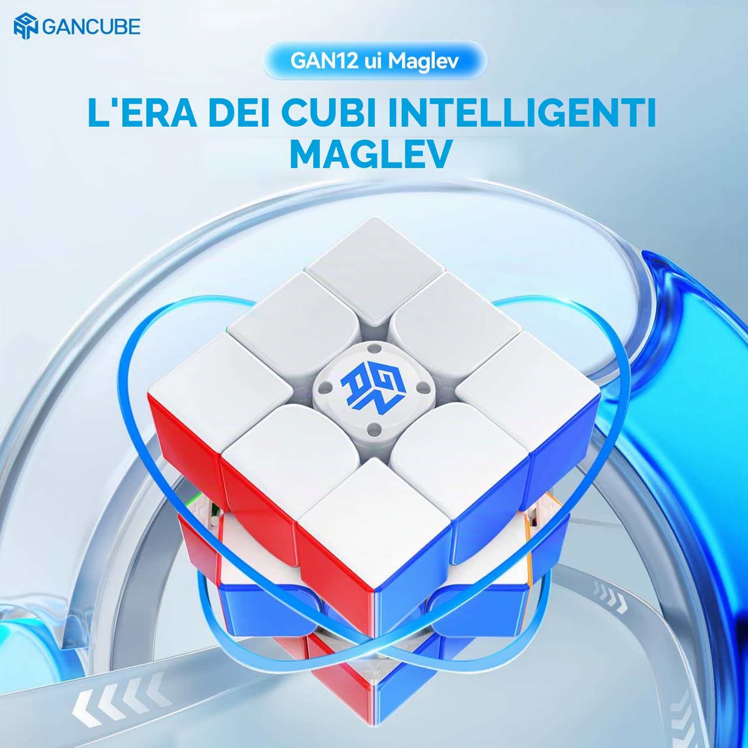 GAN GAN12 ui Maglev, Cubo di Velocità Intelligente 3x3 PowerPod, Cubo Magnetico Intelligente con Giochi online/Formazione IA, Cubo Puzzle Ottimo per bambini e adulti