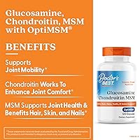 Vista 3 de Doctor's Best Glucosamina Condroitina Msm con cápsulas OptiMSM, apoya la estructura, función y comodidad saludables de las articulaciones, sin OGM